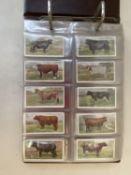 Several sets of cigarette cards in an album; British Livestock, Cries of London, Shakespearean