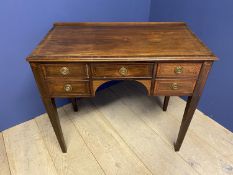 C19th ladies crossbanded mahogany writing table with 5 drawers 88 wide