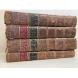 Books: 4 large leather bound volumes of Hasted's History of Kent, Volumes 1,2,3&4, Title page "The