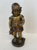 A bronze figurine of a girl holding a doll, signed JUAN Clara 21cm h. CONDITION: Good