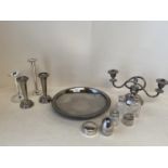 Qty silver plate & H.M. silver topped glassware (weight 1.5 ozt)
