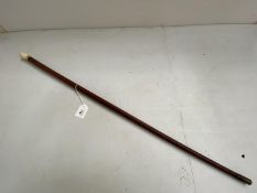 C19th/C20th walking cane with wooden shaft the top unscrewing