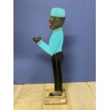 Wooden painted figure of bell boy/waiter, 77cm H