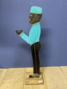 Wooden painted figure of bell boy/waiter, 77cm H