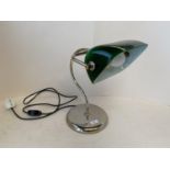 Brass desk lamp with green glass shade