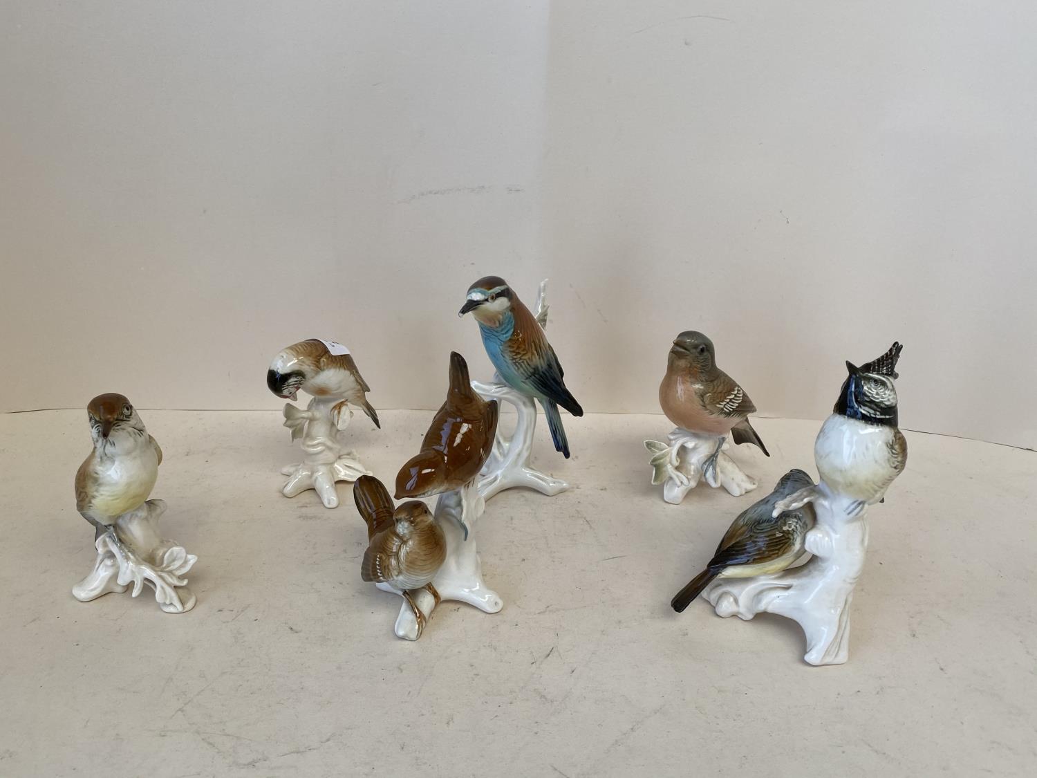6 Continental bird figurines