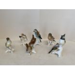 6 Continental bird figurines