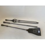 Set of 3 C19th steel fire irons