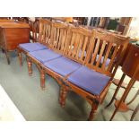 6 dining chairs, with blue cushions PURCHASERS: PAYMENT BY BANK TRANSFER ONLY. COLLECTIONS BY