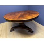 Victorian mahogany circular tilt top breakfast table with segmented veneer top 131 dia