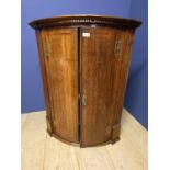 George III hanging bow front corner cupboard 98H x 76W