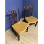 Pair of good C19th mahogany Chippendale style side chairs