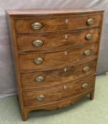 Regency mahogany bow front chest of 5L graduated drawers 101W x 123H