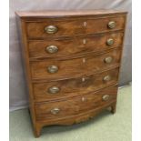 Regency mahogany bow front chest of 5L graduated drawers 101W x 123H