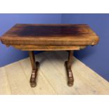 William IV rosewood foldover card table with green baize interior, CONDITION: top with faded