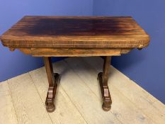 William IV rosewood foldover card table with green baize interior, CONDITION: top with faded