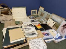 Qty of frames, old sketchbooks, canvases sketch-books, artwork from Artist's studio in Wiltshire