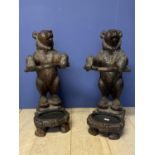 Pair of Black Forest style (carved style, probably resin) bear stick stands with removable iron dr