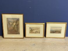 Three watercolours, all framed and glazed: GEORGE HAYES (1851-1875), "Orme's Head", in good