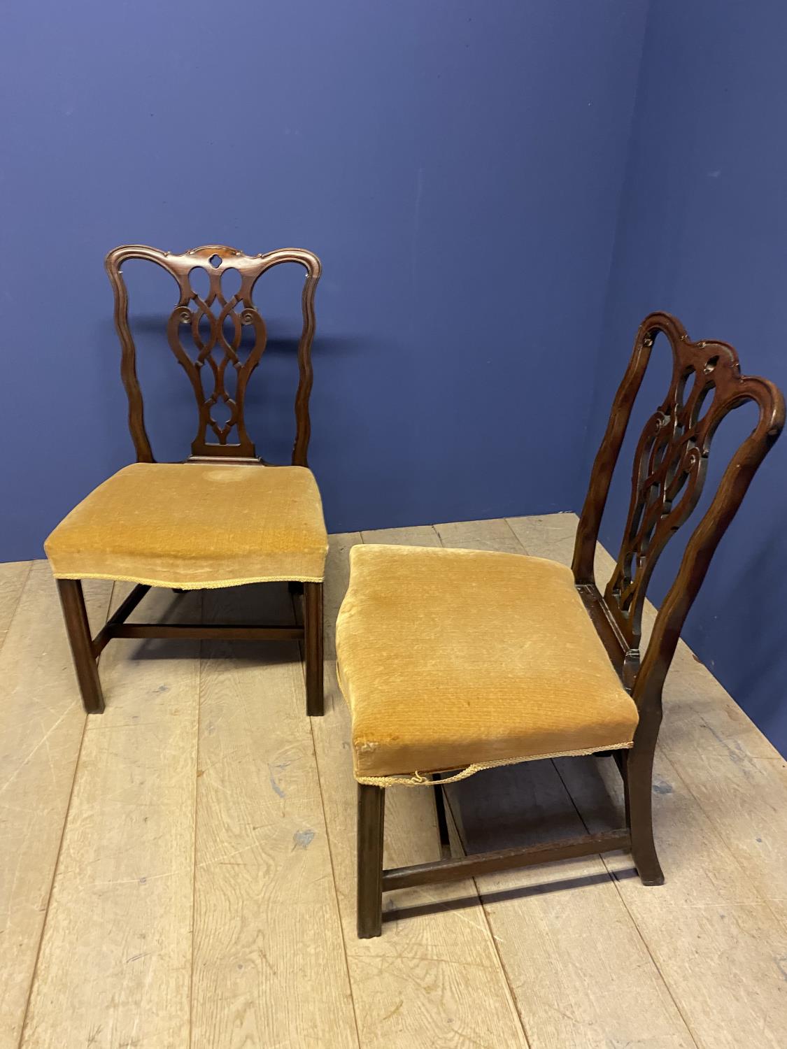 Pair of good C19th mahogany Chippendale style side chairs - Image 3 of 3