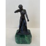 Small bronze figure of a nude on green marble base, signed A. Rodin 19cm H CONDITION: No visible
