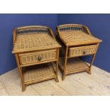 Pair of cane bedside tables