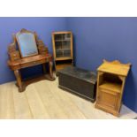 Qty of general furniture, display cabinets, trunk, etc