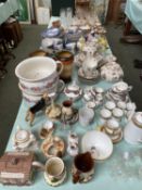 Large quantity of china and glass, to include, Royal Worcester blush, Crown Ducal, Doulton, Royal