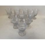 Set of 6 cut glass wine glasses and 4 similar (10)
