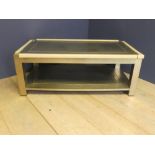 Contemporary silver coloured 2 tier coffee table 111L x 40H cm (general wear and tear, with soft