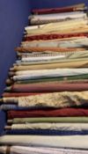 Large quantity of assorted rolls of upholstery fabric, clearance, as found