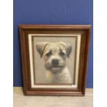 Framed & glazed oil painting study of a terrier dog 50x70cm