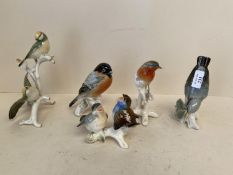 5 Continental bird figurines