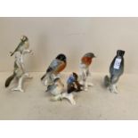 5 Continental bird figurines