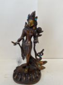 Chinese Bronze figure of a jewelled Bhudda. 29 H CONDITION: no visible signs of damage