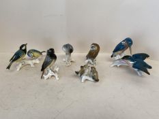 6 Continental bird figurines