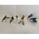 6 Continental bird figurines