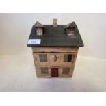 Wooden caddy in the form of a cottage 20cm H CONDITION: General wear