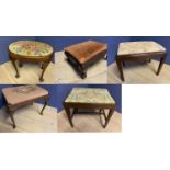 5 various upholstered stools