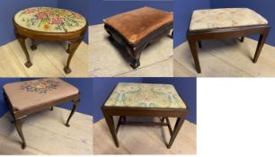 5 various upholstered stools