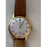 Omega Seamaster watch with leather strap (condition: not tested)