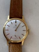 Omega Seamaster watch with leather strap (condition: not tested)
