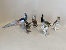 6 Continental bird figurines, see photos for details