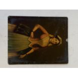 Miniature painting on tin of a Victorian lady