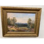 Landscape painting in gilt frame