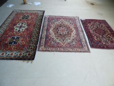 3 rugs, 2 Persian & 1 German. 143x243cm, 145x178cm & 106x144cm