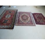 3 rugs, 2 Persian & 1 German. 143x243cm, 145x178cm & 106x144cm