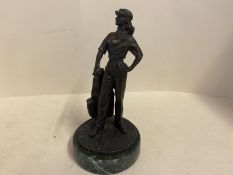 Bronze figurine of a lady golfer, 36cmH