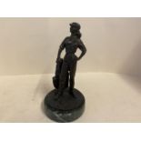 Bronze figurine of a lady golfer, 36cmH