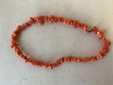 Natural coral necklace (orange), 8cm